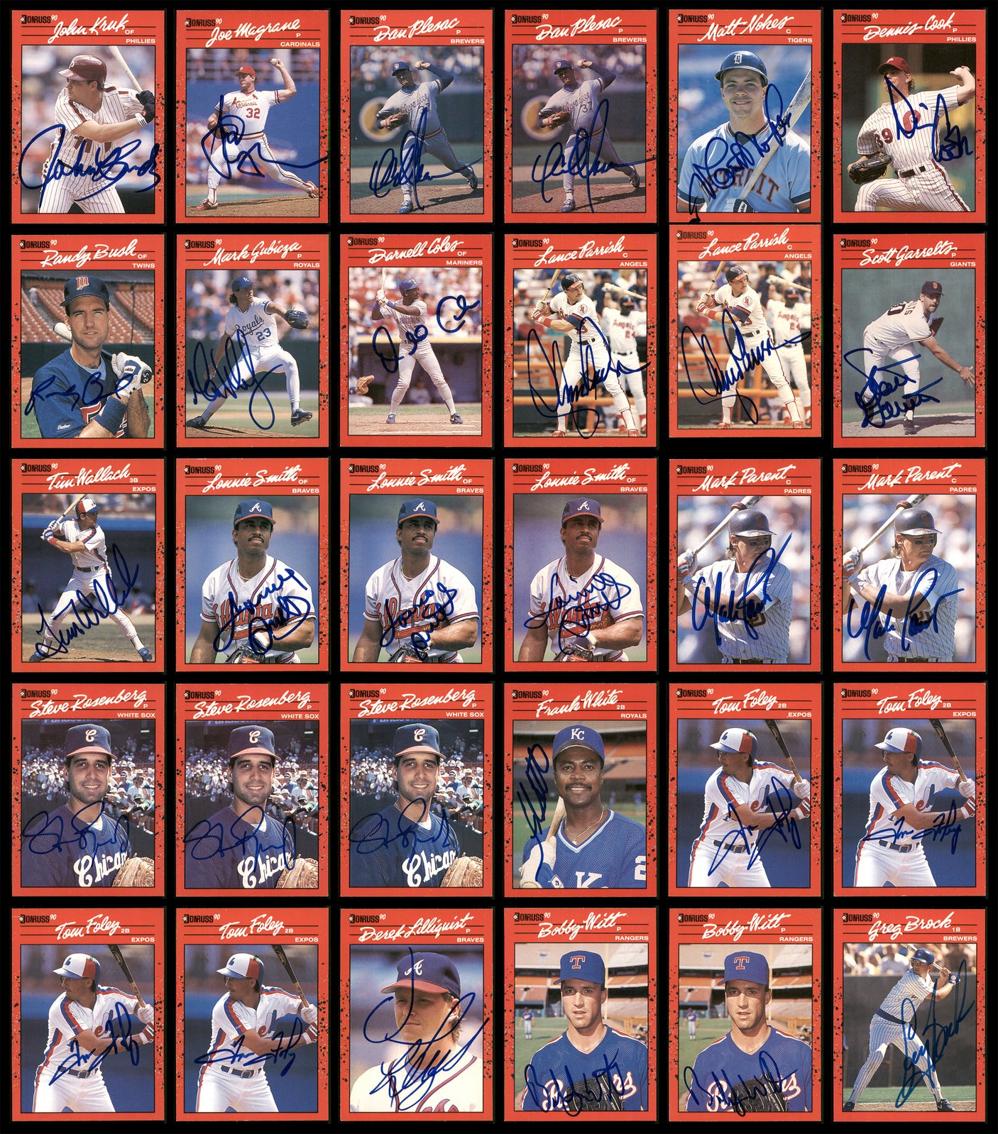 1990 Donruss Baseball Autographed Cards Lot Of 235 SKU #185582