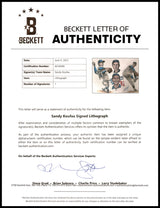 Sandy Koufax Autographed 18X24 Lithograph Los Angeles Dodgers Beckett BAS #AC56690