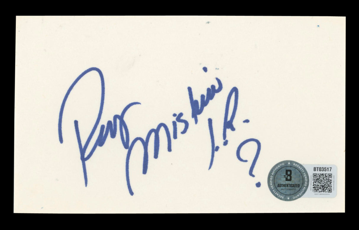 WWE Rey Mysterio Jr. "?" Authentic Signed 3x5 Index Card BAS #BT03517