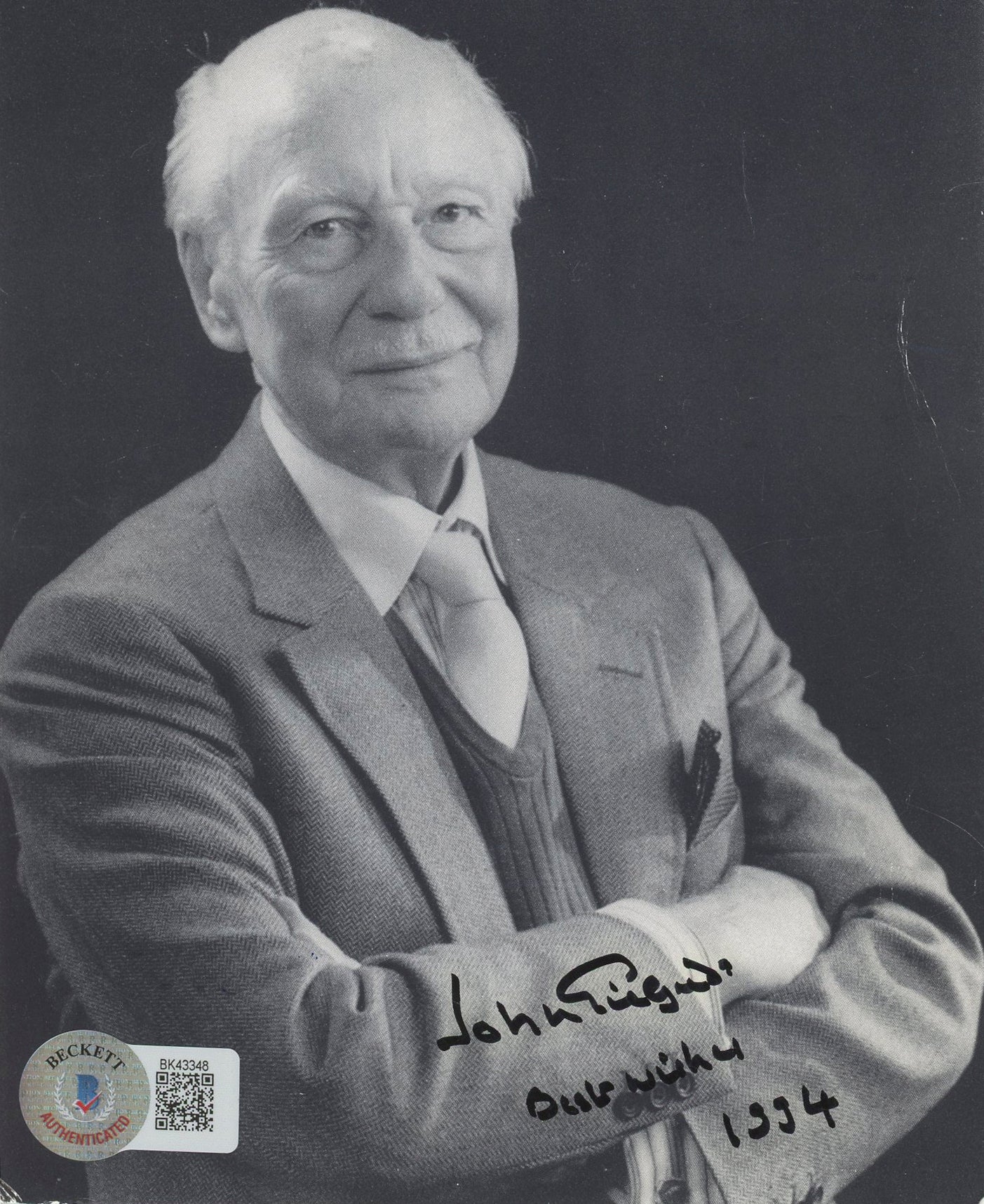 John Gielgud Arthur "Best Wishes" Authentic Signed 4.75x6 Photo BAS #BK43348