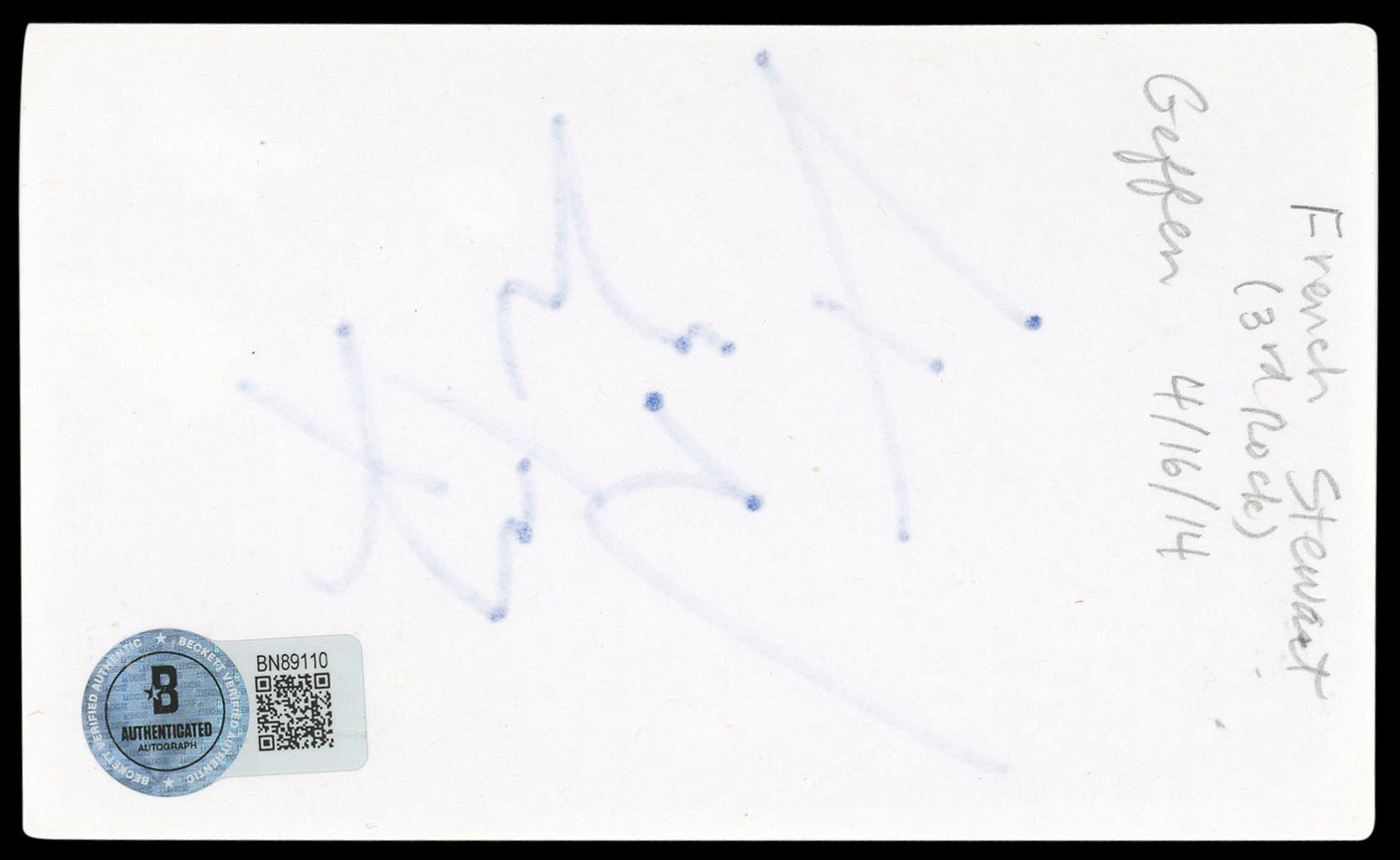 French Stewart 3rd Rock From The Sun Signed 3x5 Index Card BAS #BN89110