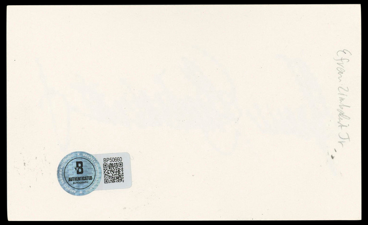 Efrem Zimbalist Jr. 77 Sunset Strip Authentic Signed 3x5 Index Card BAS #BP50660