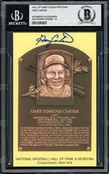 Gary Carter Autographed Hall Of Fame HOF Plaque Postcard Montreal Expos, New York Mets Auto Grade Gem Mint 10 Beckett BAS Stock #211057
