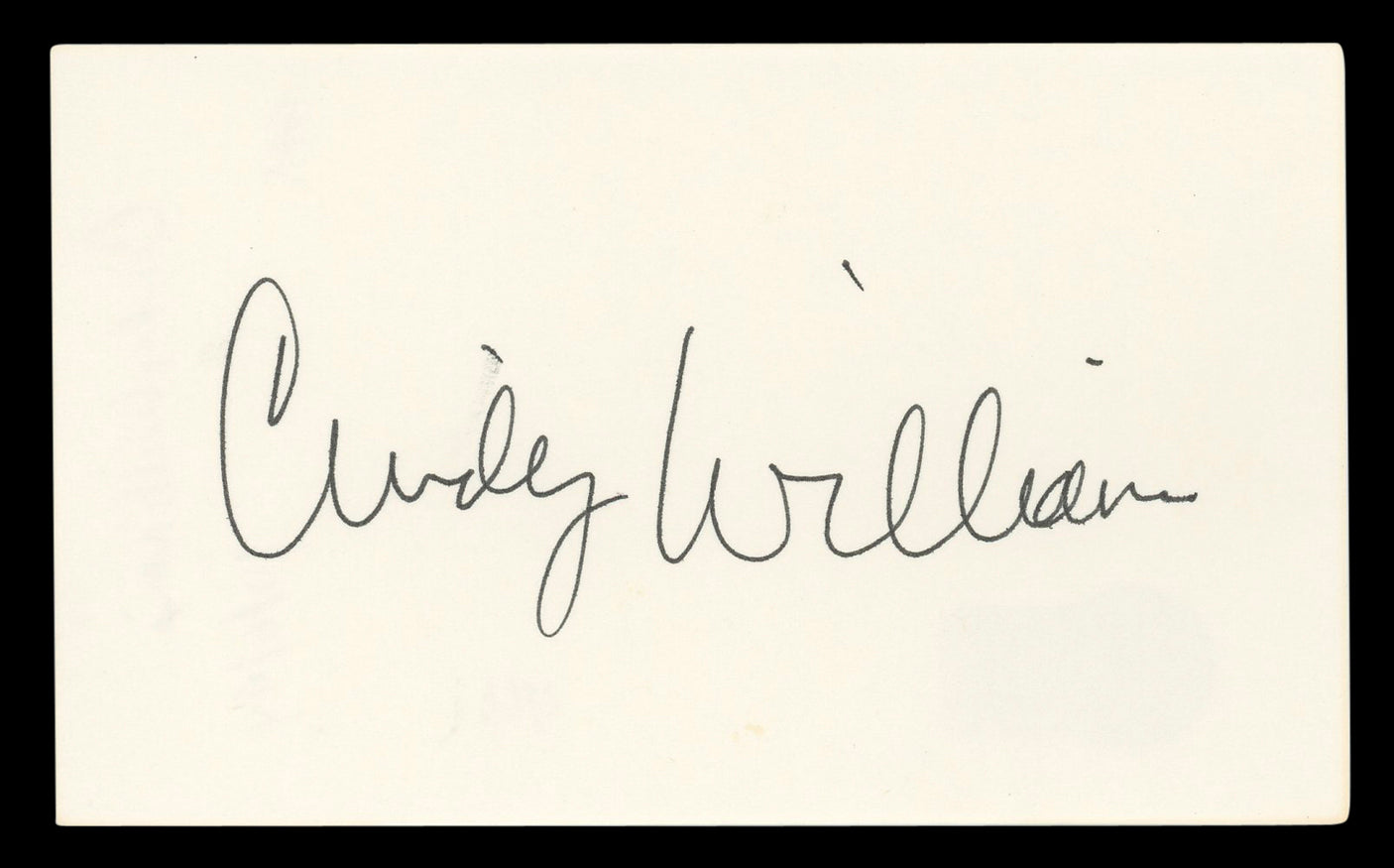 Cindy Williams Happy Days Authentic Signed 3x5 Index Card BAS #BL96545