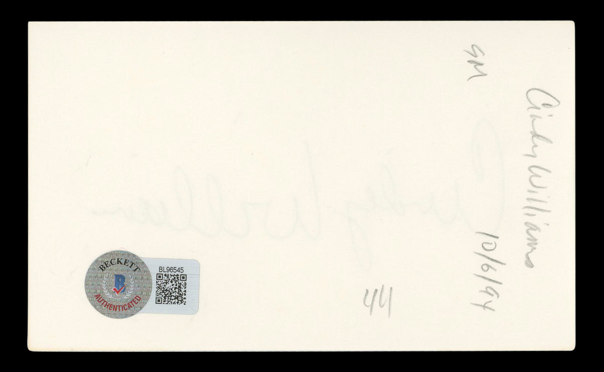 Cindy Williams Happy Days Authentic Signed 3x5 Index Card BAS #BL96545