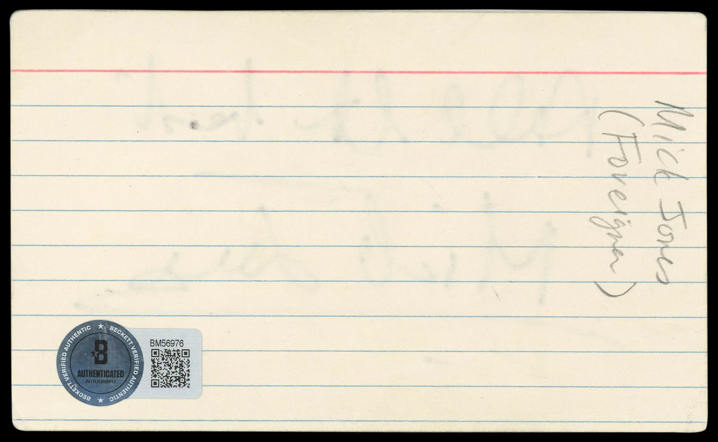 Mick Jones Foreigner "All In Love" Authentic Signed 3x5 Index Card BAS #BM56976