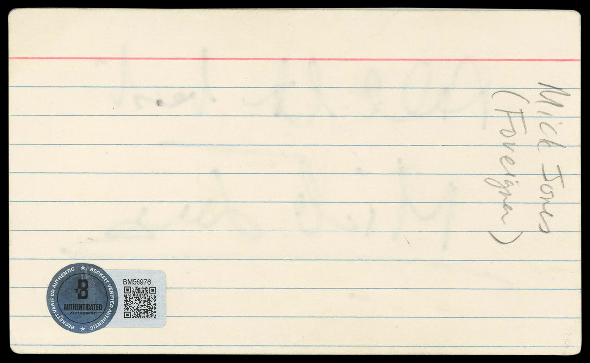 Mick Jones Foreigner "All In Love" Authentic Signed 3x5 Index Card BAS #BM56976