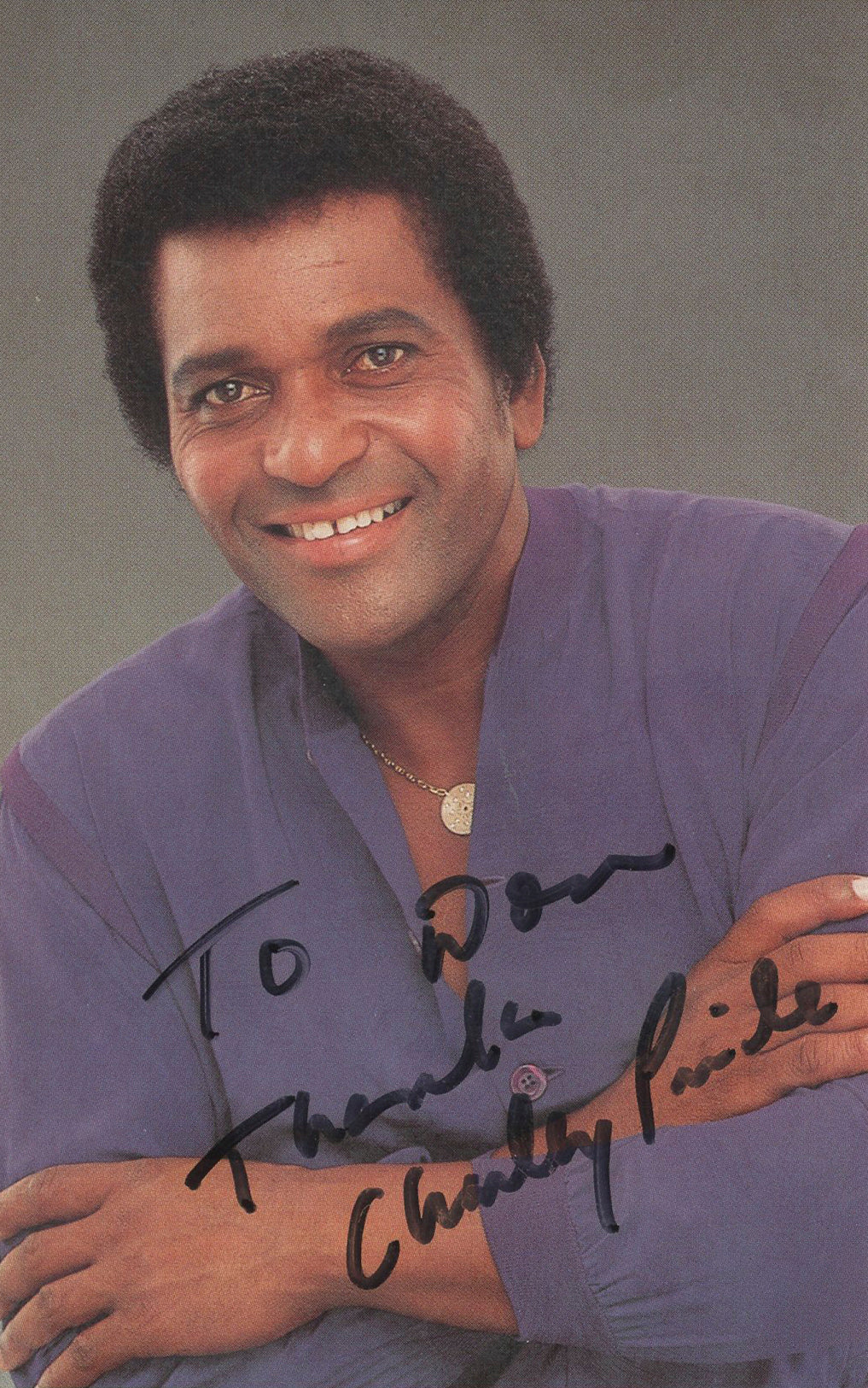 Charley Pride "To Don Thanks" Authentic Signed 3.5x5.5 Postcard BAS #BK43284