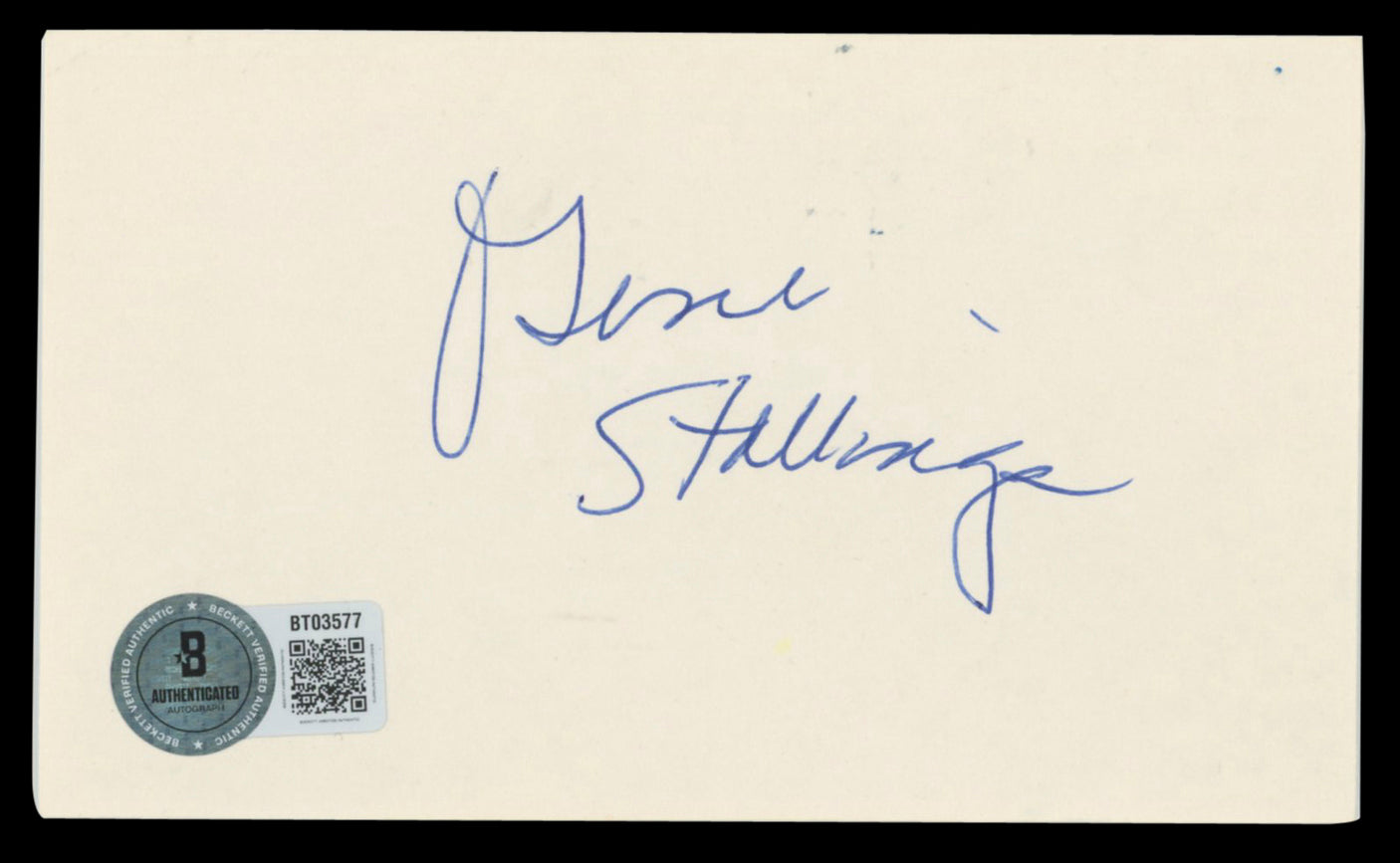 Cowboys Gene Stallings Authentic Signed 3x5 Index Card Autographed BAS #BT03577
