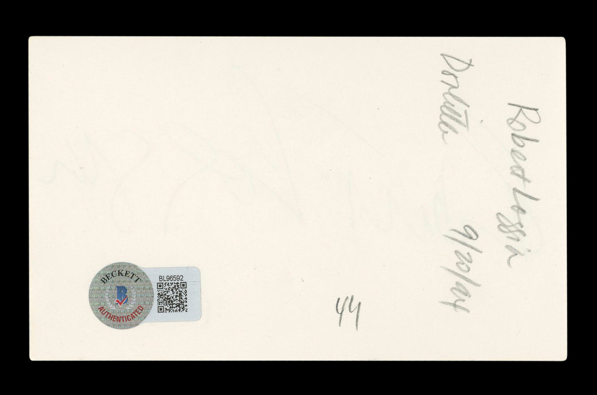Robert Loggia Big Authentic Signed 3x5 Index Card Autographed BAS #BL96592