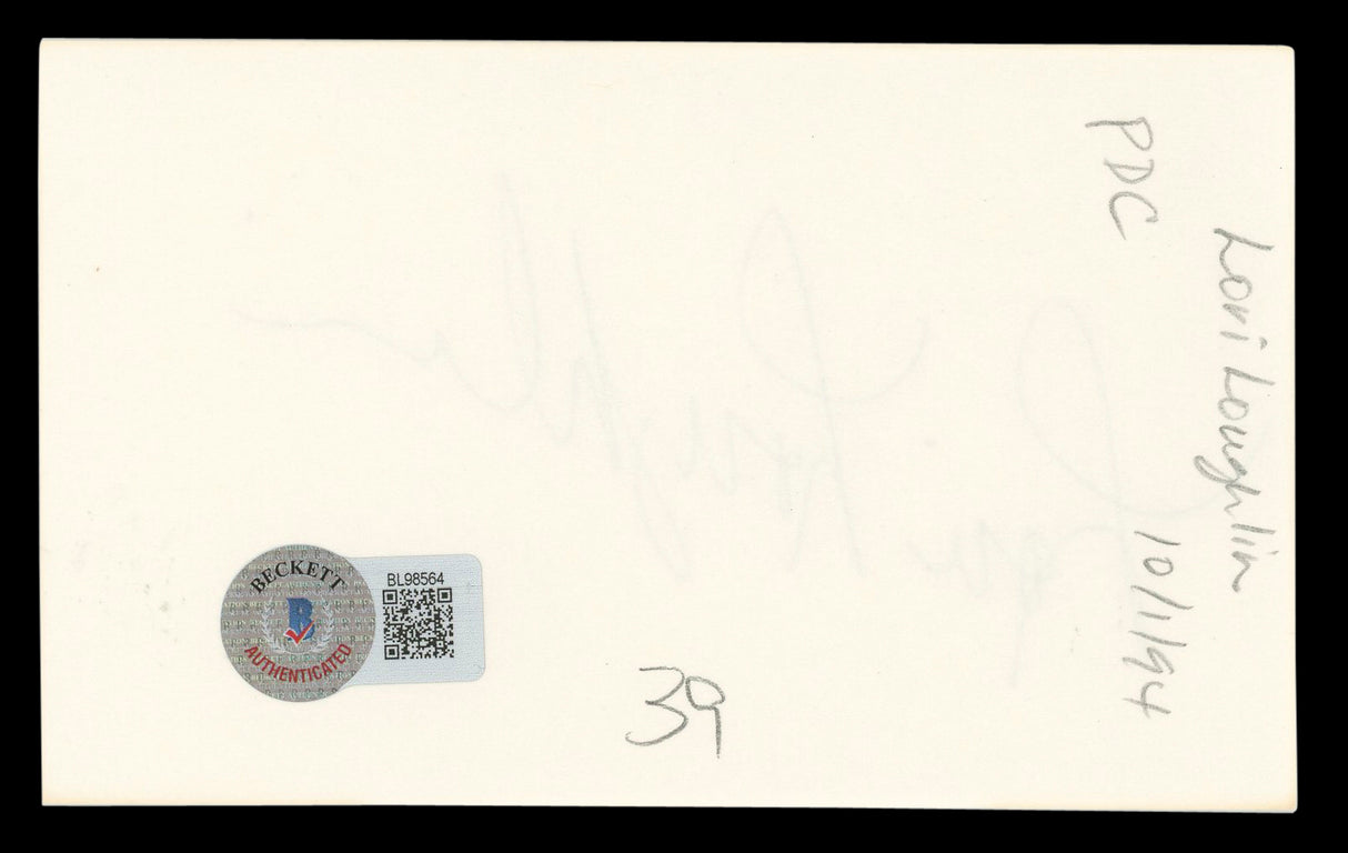 Lori Loughlin Full House Authentic Signed 3x5 Index Card BAS #BL98564