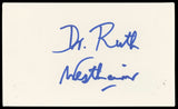 Ruth Westheimer TV Personality Signed 3x5 Index Card Autographed BAS #BN89161