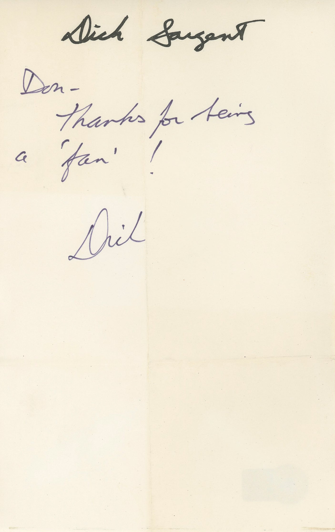Dick Sargent Bewitched Authentic Signed 5.5x8.5 Handwritten Letter BAS #BK43272