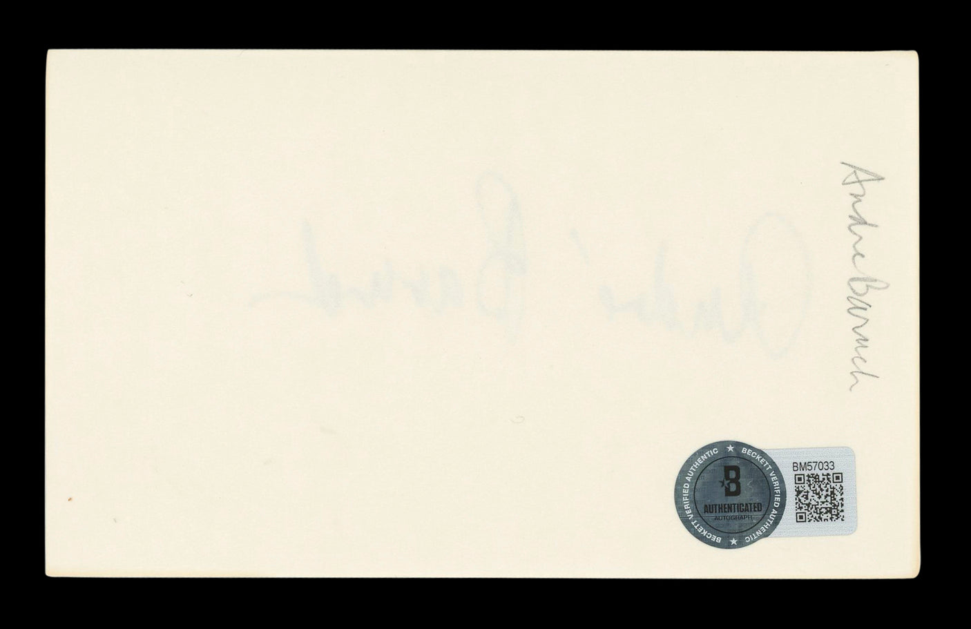 Andr Baruch Radio Personality Signed 3x5 Index Card Autographed BAS #BM57033