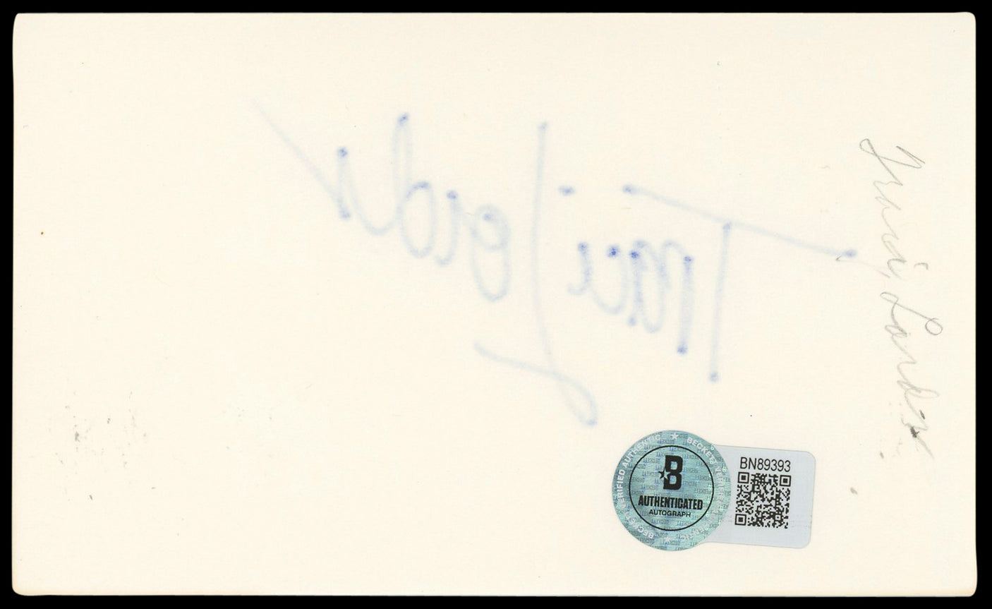 Traci Lords Cry-Baby Authentic Signed 3x5 Index Card Autographed BAS #BN89393