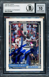 Shaquille Shaq O'Neal Autographed 1992 Topps Rookie Card #362 Orlando Magic Auto Grade Gem Mint 10 Beckett BAS Stock #206318