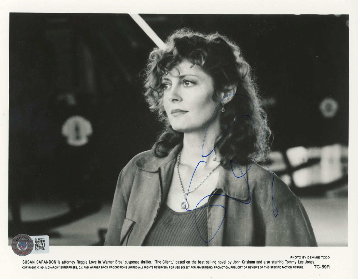 Susan Sarandon The Client Authentic Signed 8x10 Black & White Photo BAS #BL44622