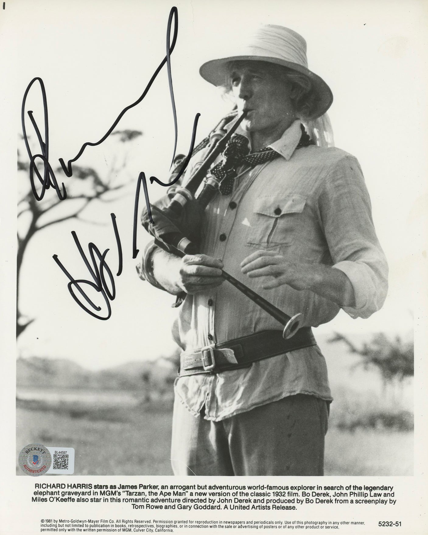 Richard Harris Tarzan, the Ape Man Authentic Signed 8x10 Photo BAS #BL44597