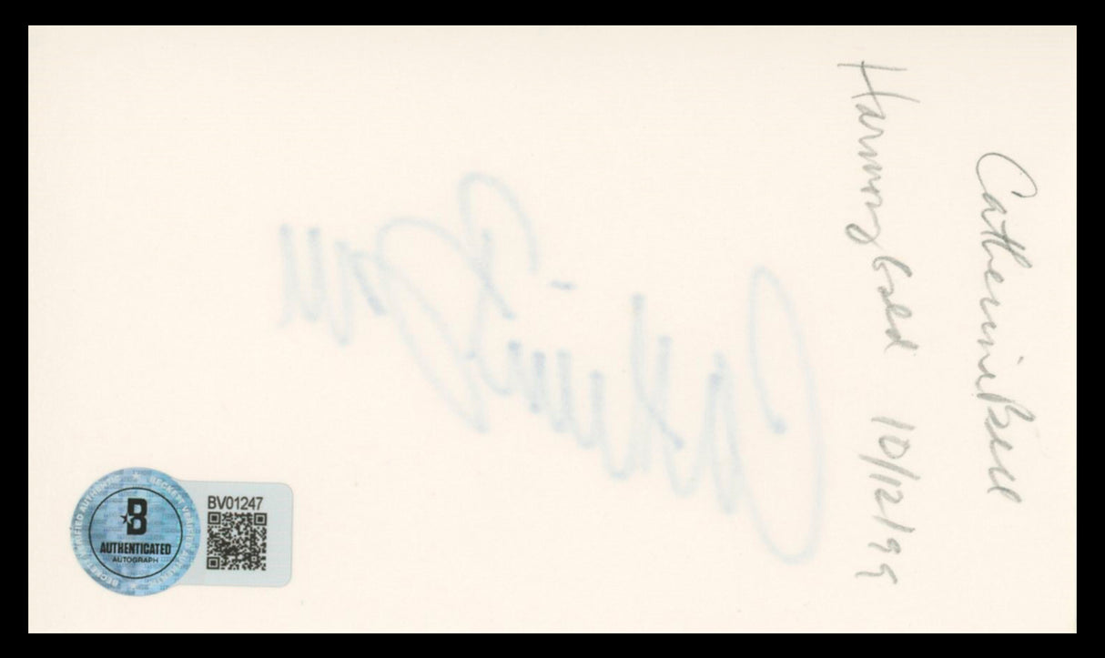 Catherine Bell The Good Witch Authentic Signed 3x5 Index Card BAS #BV01247