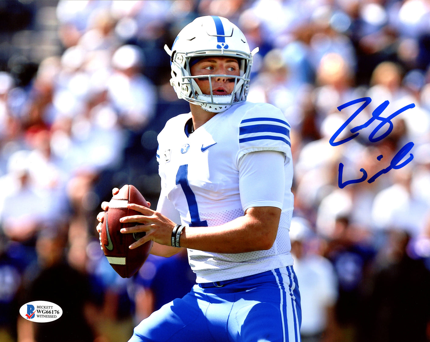 Zach Wilson Autographed 8x10 Photo BYU Cougars Beckett BAS Stock #191144