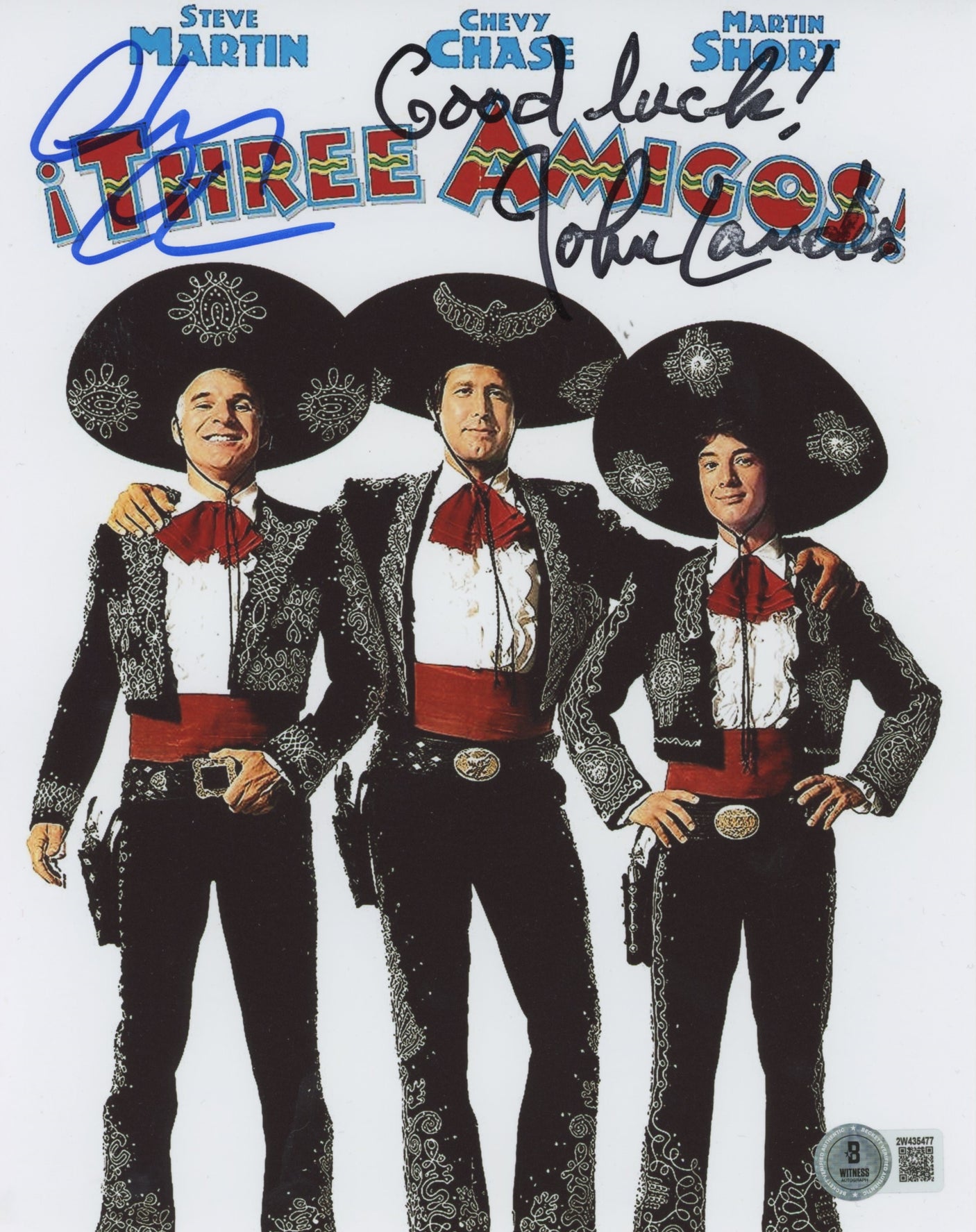 Chevy Chase and John Landis Three Amigos! Signed 8x10 Photo BAS #2W435477