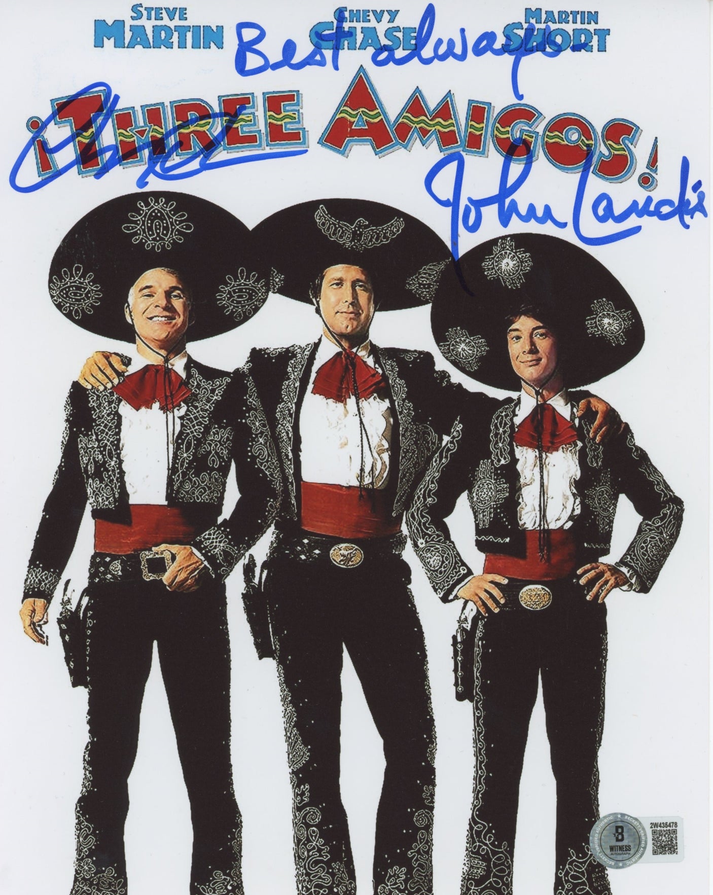 Chevy Chase and John Landis Three Amigos! Signed 8x10 Photo BAS #2W435478