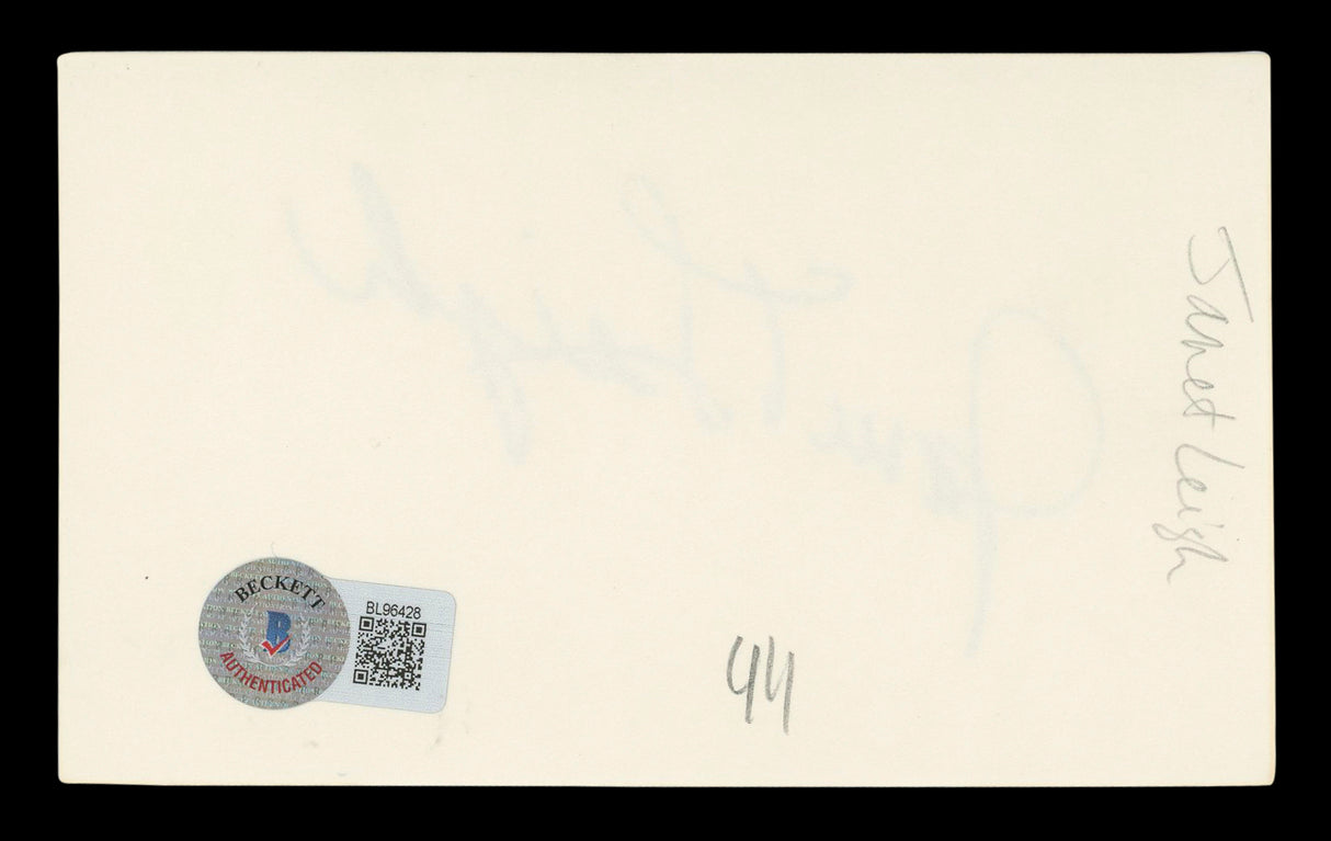 Janet Leigh Psycho Authentic Signed 3x5 Index Card Autographed BAS #BL96428