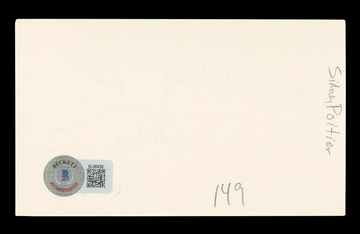 Sidney Poitier In The Heat of the Night Signed 3x5 Index Card BAS #BL96438