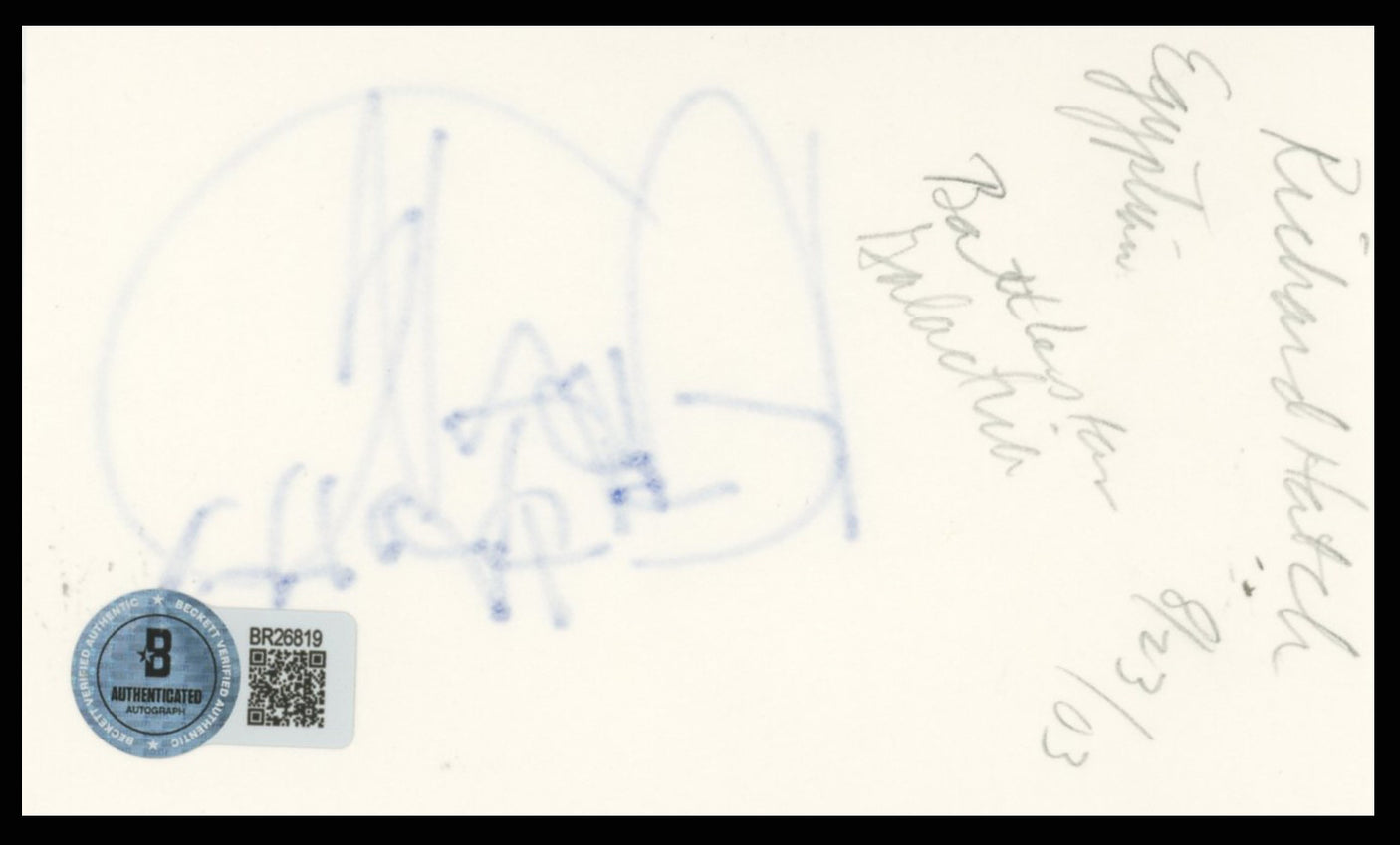 Richard Hatch All My Children Authentic Signed 3x5 Index Card BAS #BR26819