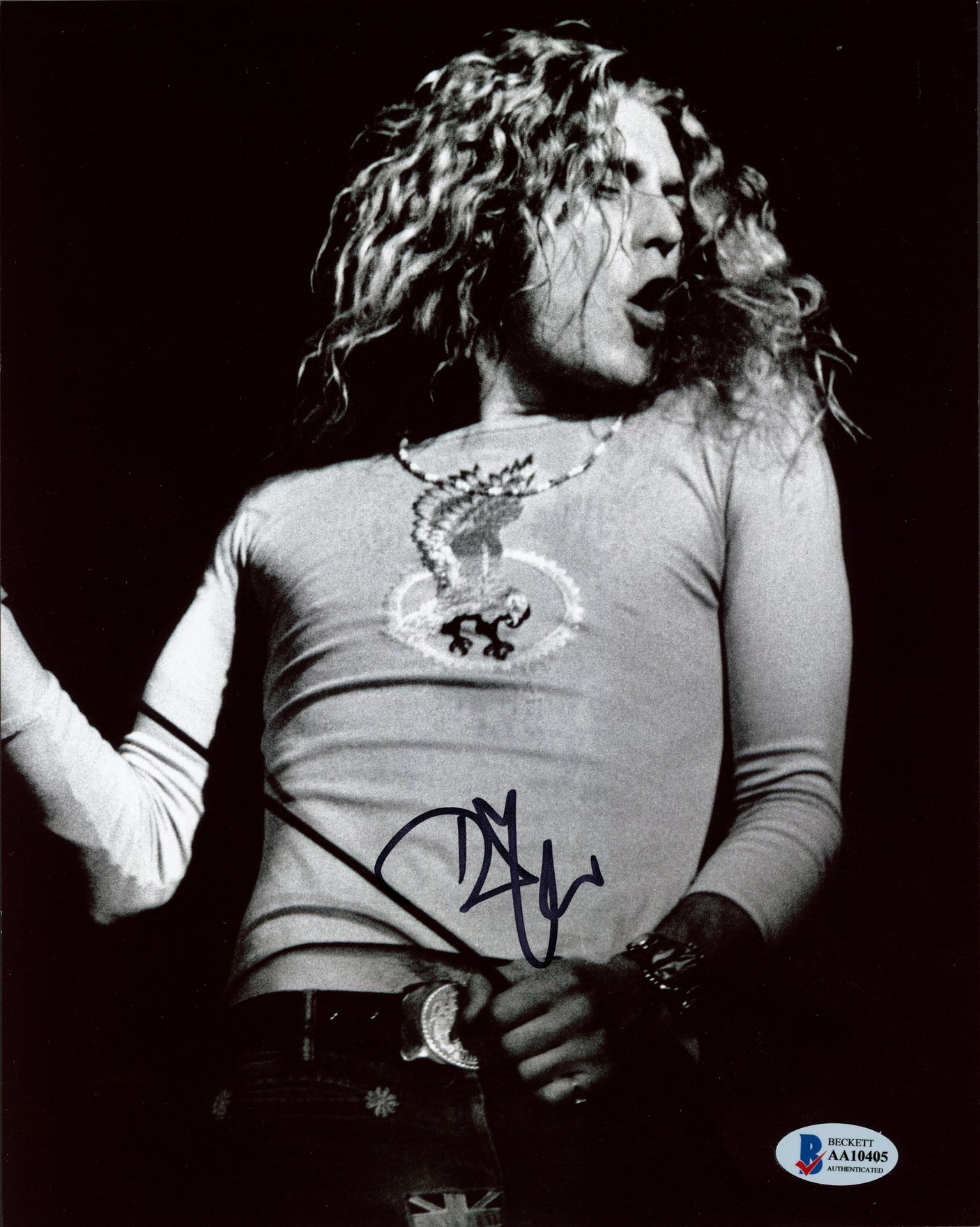 Robert Plant Autographed 8x10 Photo Led Zeppelin (Removed Personalization) Beckett BAS #AA10405