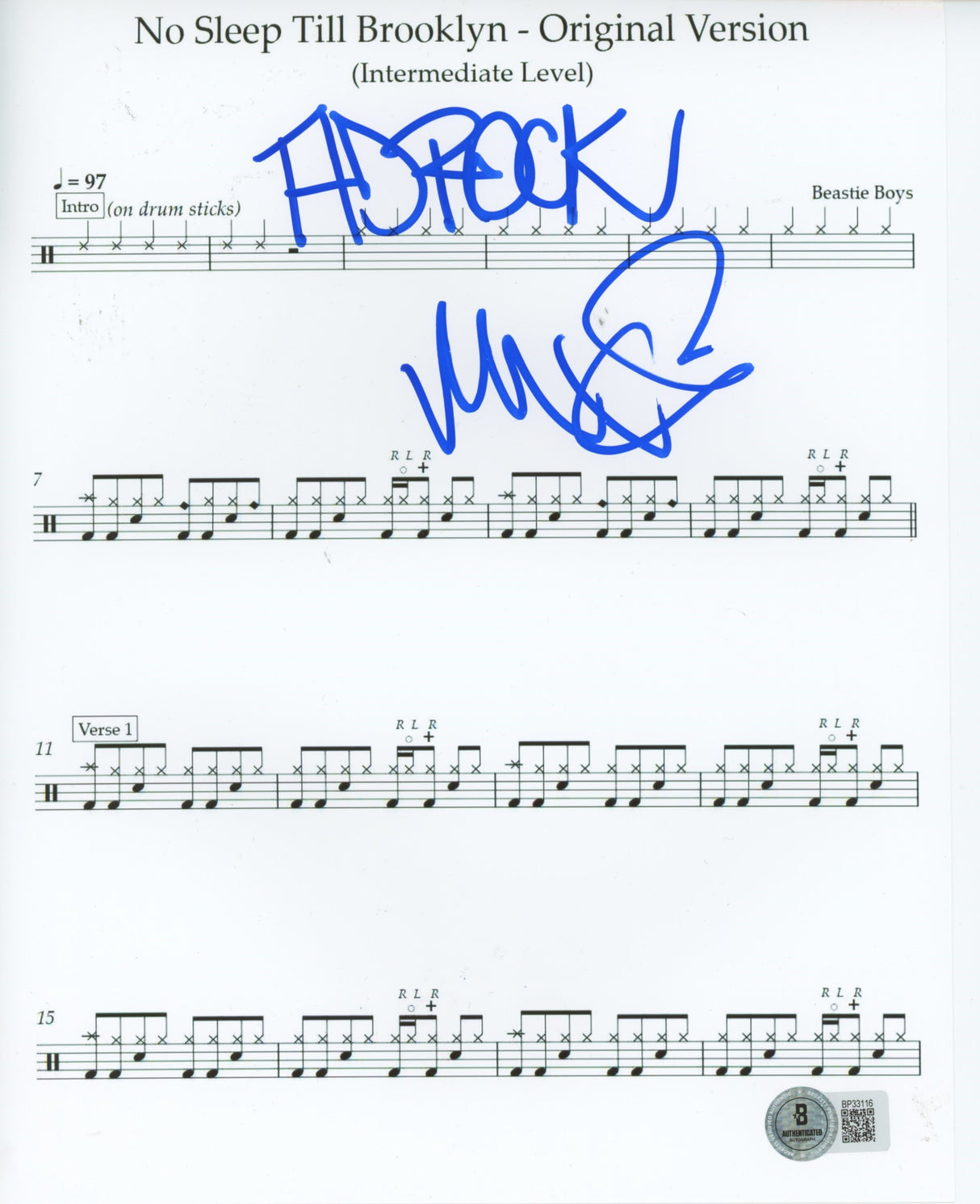 "Adrock" & "Mike D" The Beastie Boys Authentic Signed 8x10 Photo BAS #BP33116