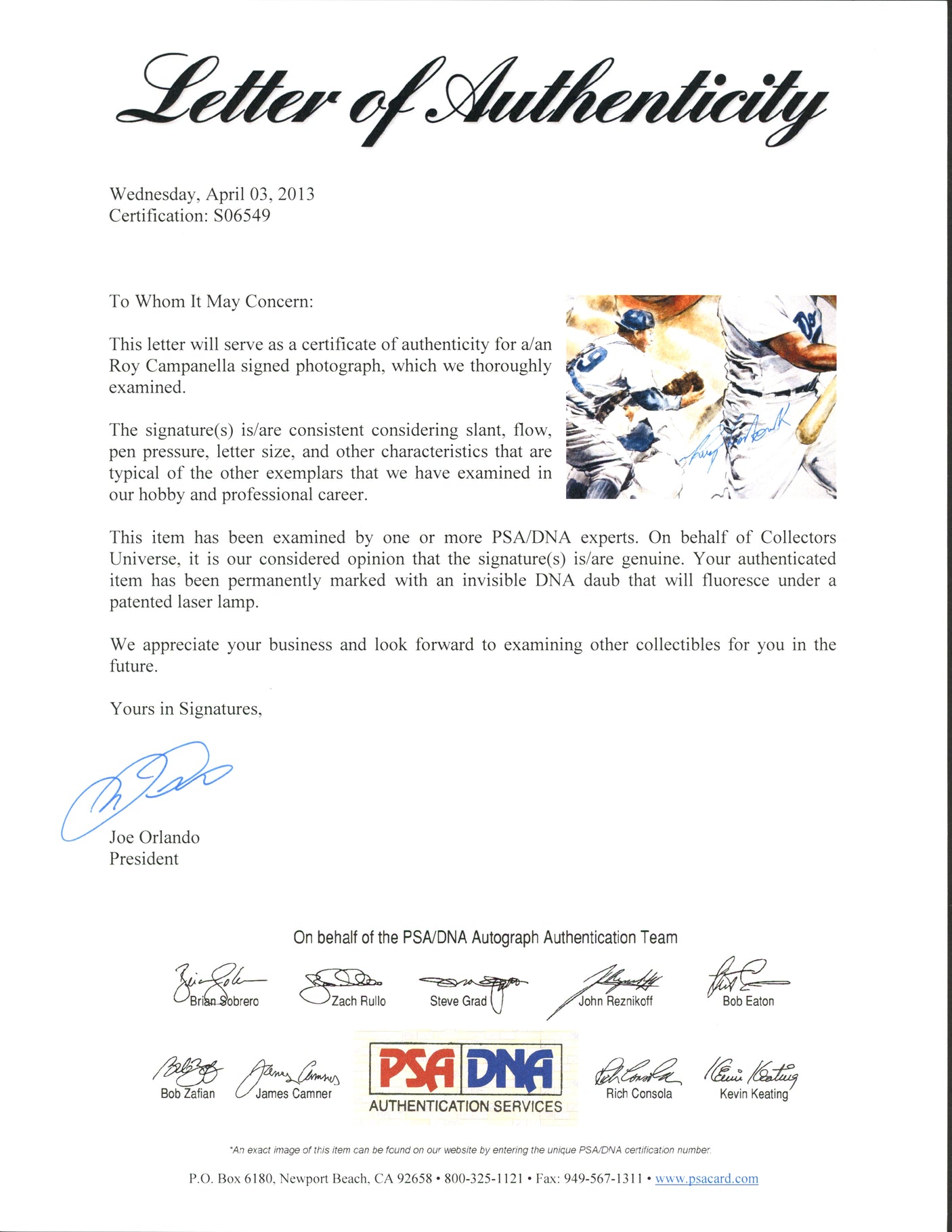 Roy Campanella Autographed 16x20 Photo Brooklyn Dodgers PSA/DNA #S06549