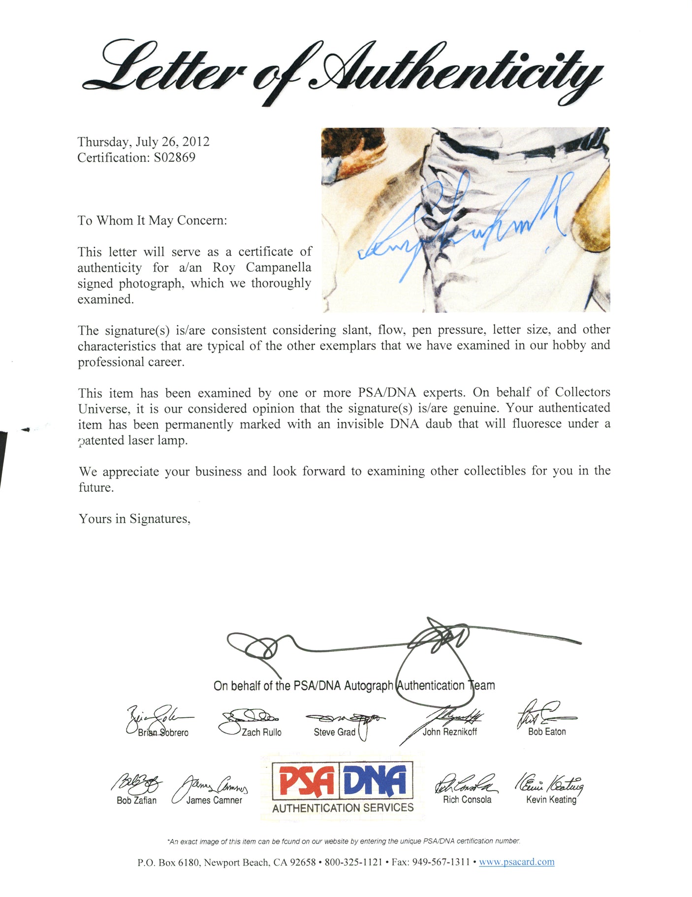 Roy Campanella Autographed 16x20 Photo Brooklyn Dodgers PSA/DNA #S02869