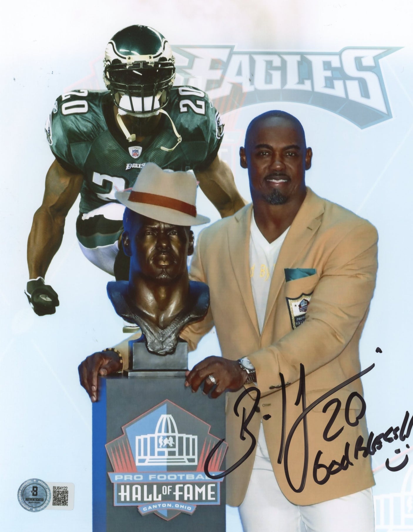 Eagles Brian Dawkins Authentic Signed 8x10 Vertical Photo BAS #BU64122