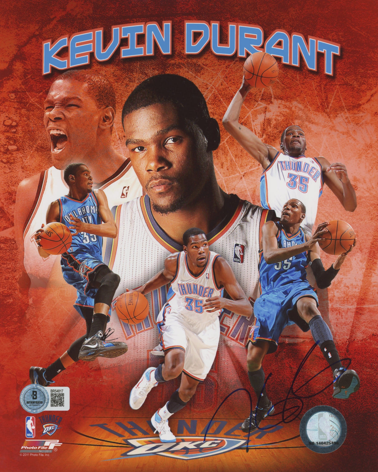 Thunder Kevin Durant Authentic Signed 8x10 Photo Autographed BAS #BR54817