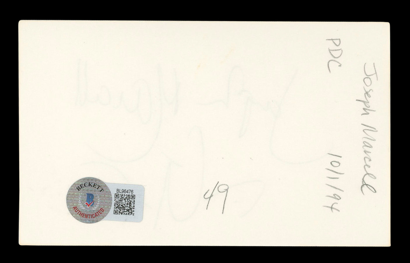 Joseph Marcell Fresh Prince of Bel-Air Signed 3x5 Index Card BAS #BL96476