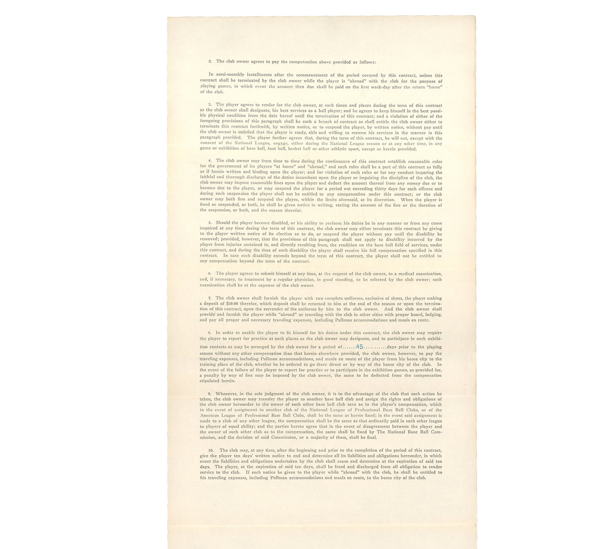 Fred Merkle Autographed Chicago Cubs 1918 Players Contract Beckett BAS #AC94217