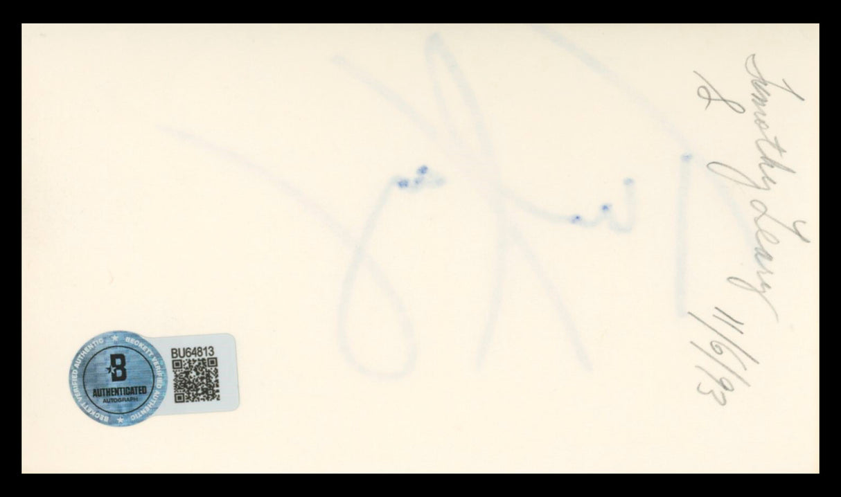 Timothy Leary Dying to Know: Ram Dass & Timothy Leary Signed 3x5 Index Card BAS