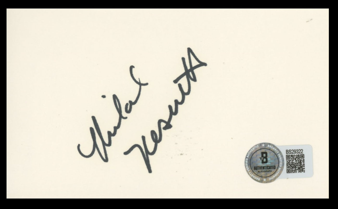 Michael Nesmith The Monkees Authentic Signed 3x5 Index Card BAS #BS29322