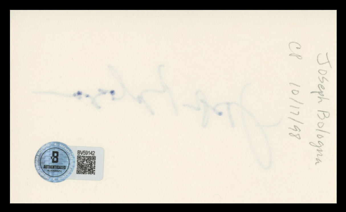 Joseph Bologna My Favorite Year Authentic Signed 3x5 Index Card BAS #BV59142