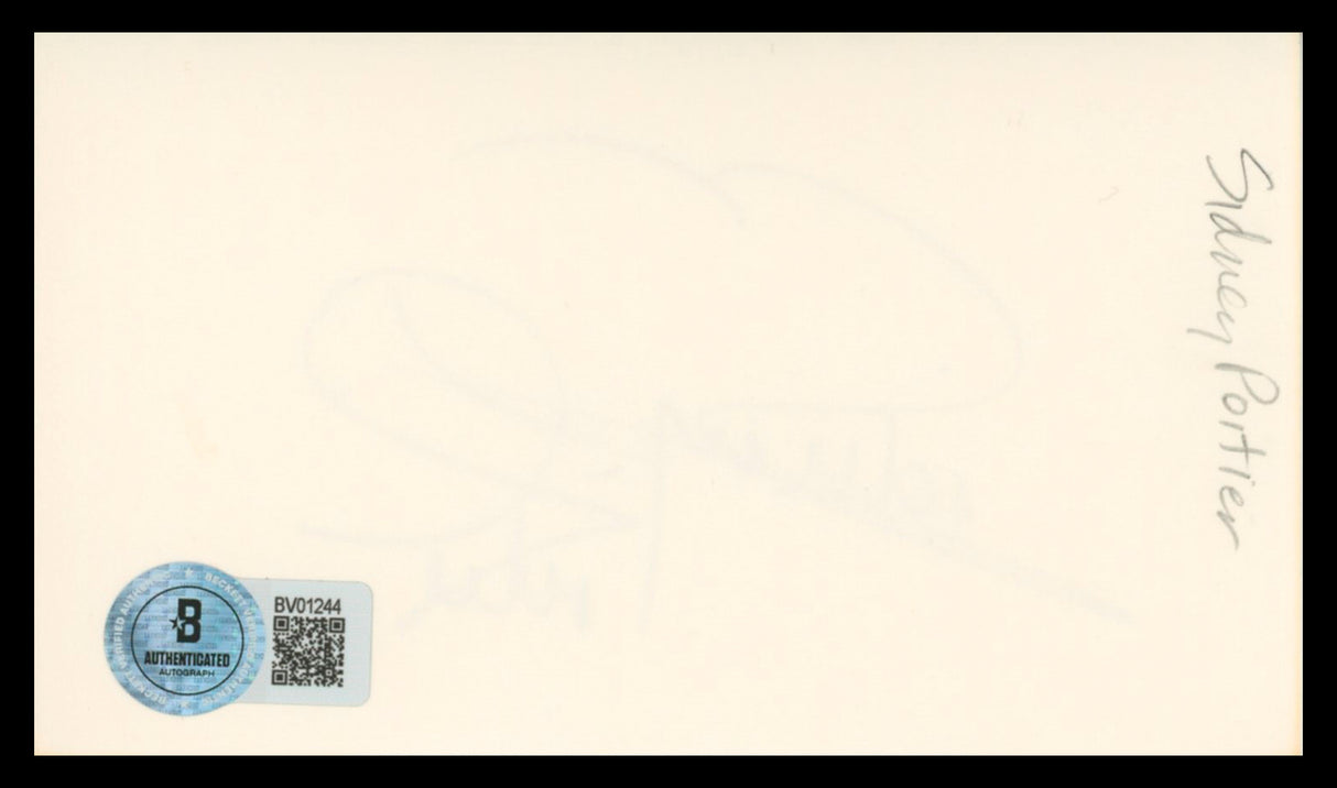 Sidney Poitier In The Heat of the Night Authentic Signed 3x5 Index Card BAS #BV01244