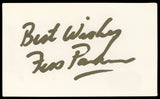 Fess Parker Daniel Boone "Best Wishes" Signed 3x5 Index Card BAS #BL98765