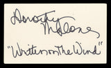 Dorothy Malone Written on the Wind Authentic Signed 3x5 Index Card BAS #BV03141