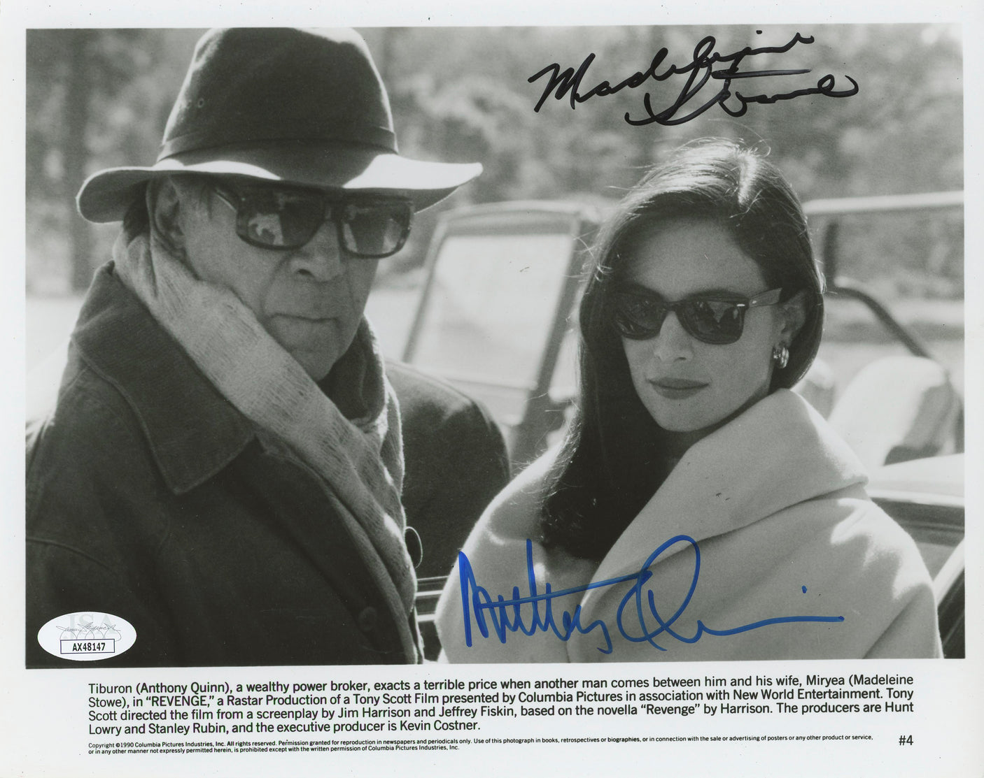 Madeleine Stowe & Anthony Quinn Revenge Authentic Signed 8x10 Photo JSA #AX48147