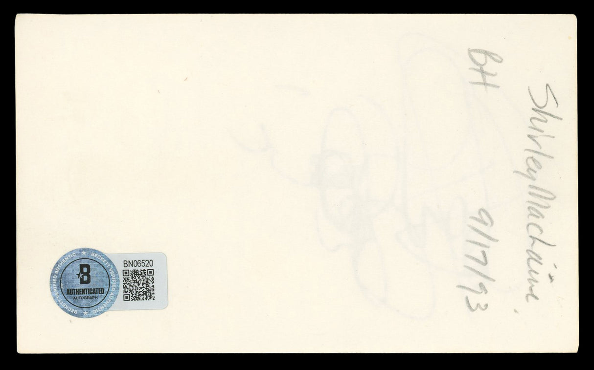 Shirley MacLaine Terms of Endearment Signed 3x5 Index Card BAS #BN06520