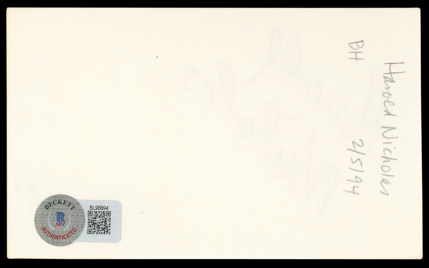 Harold Nicholas Down Argentine Way Authentic Signed 3x5 Index Card BAS #BL98894