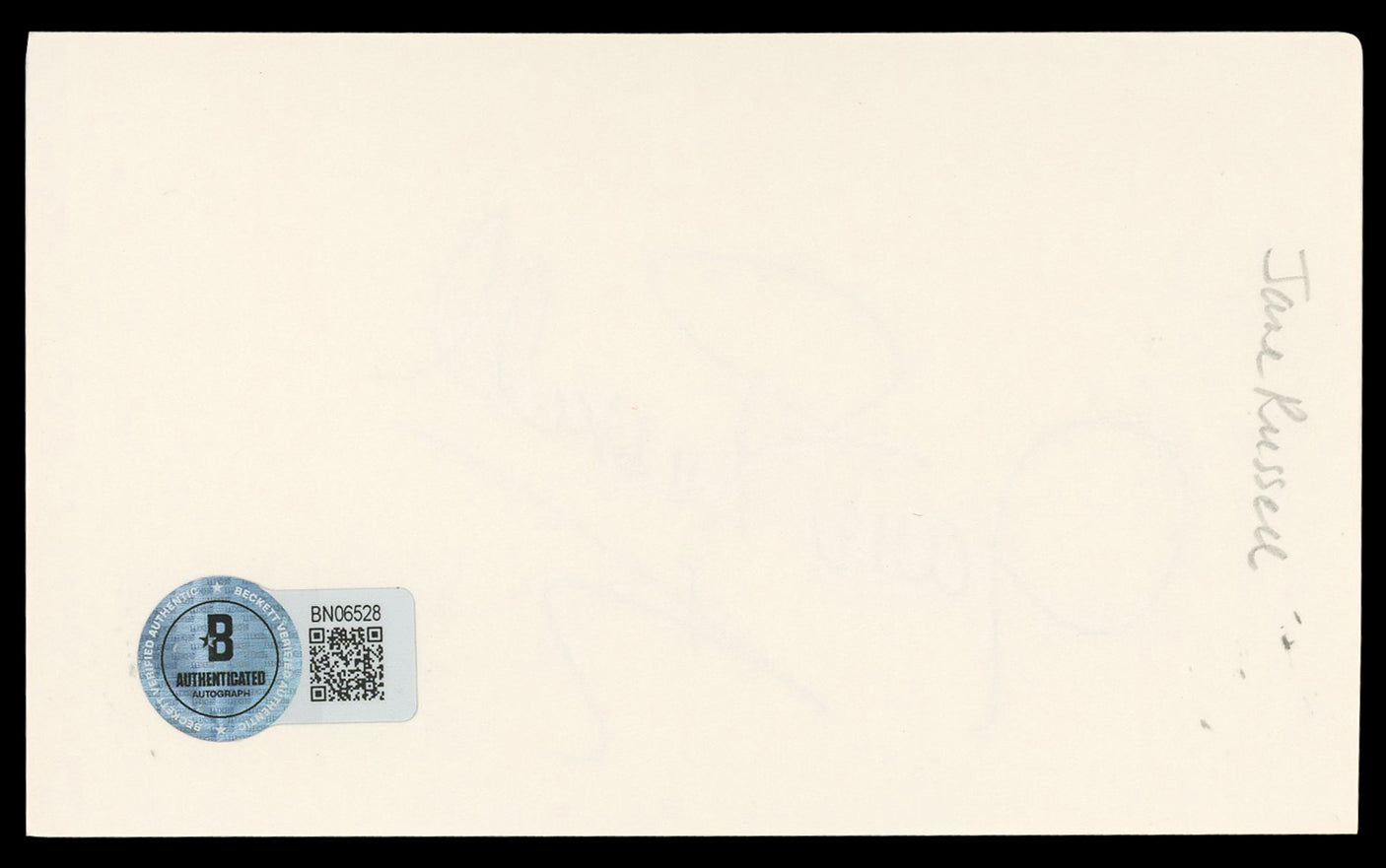 Jane Russell Gentlemen Prefer Blondes Signed 3x5 Index Card BAS #BN06528