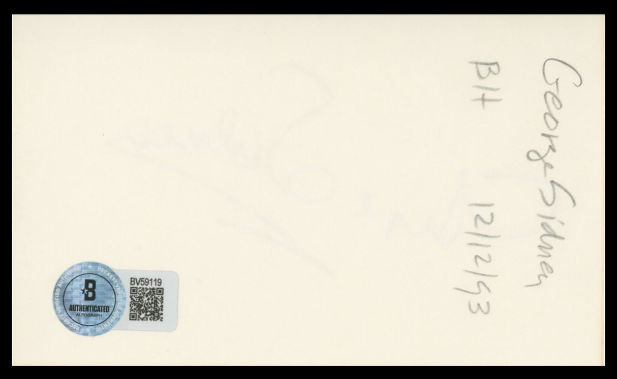 George Sidney The Three Musketeers Authentic Signed 3x5 Index Card BAS #BV59119