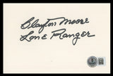 Clayton Moore The Lone Ranger "Lone Ranger" Signed 4x6 Index Card BAS #BS29333