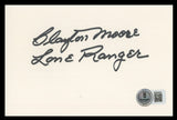 Clayton Moore The Lone Ranger "Lone Ranger" Signed 4x6 Index Card BAS #BS29333